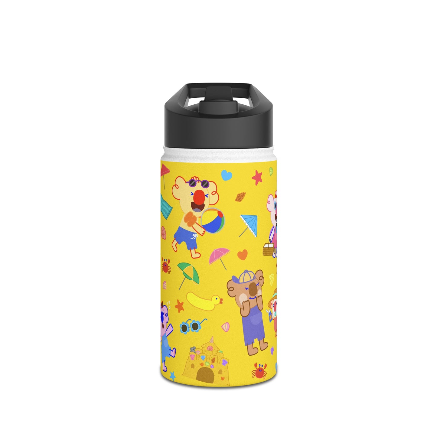 Fun at the Beach Stainless Steel Water Bottle - Yellow