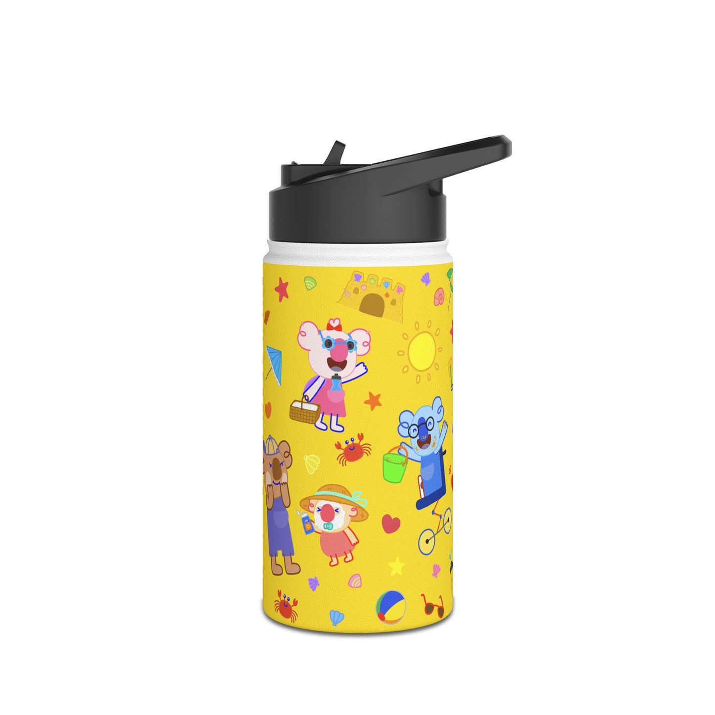 Fun at the Beach Stainless Steel Water Bottle - Yellow