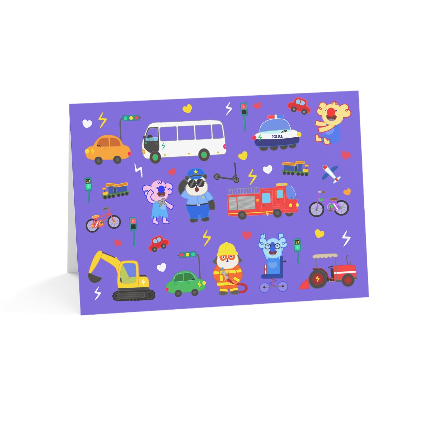 Transportation Fun! Greeting Cards - Purple