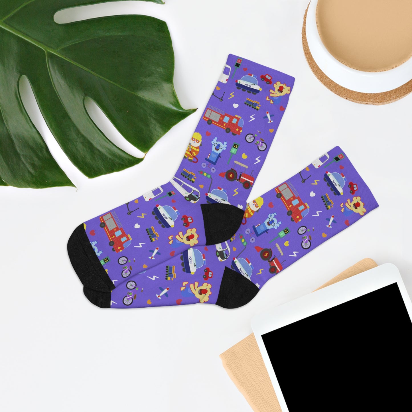 Transportation Fun! Eco Crew Socks - Purple