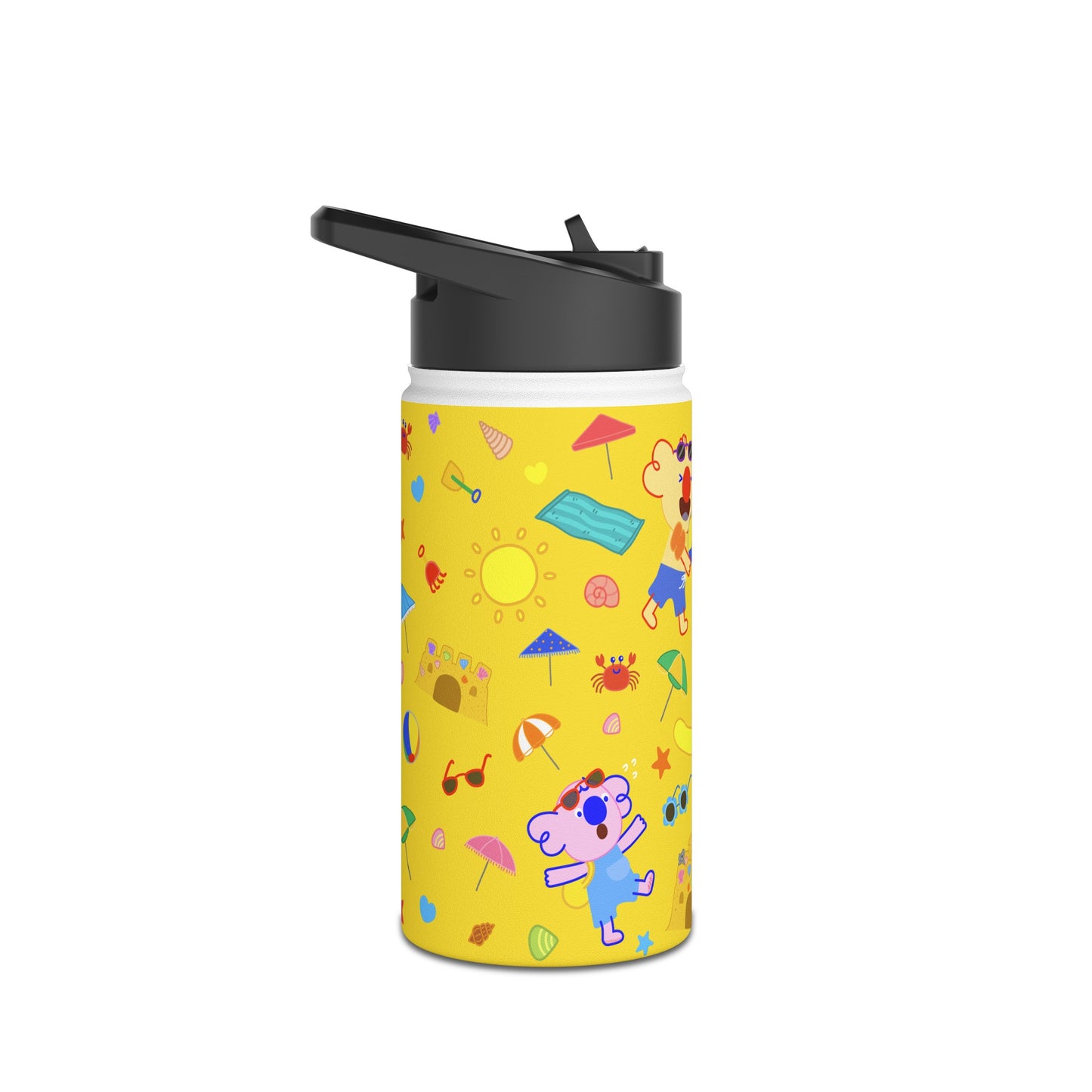 Fun at the Beach Stainless Steel Water Bottle - Yellow