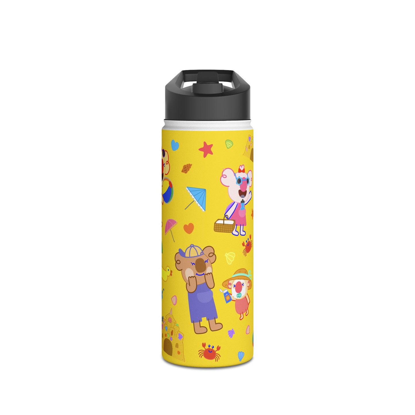 Fun at the Beach Stainless Steel Water Bottle - Yellow