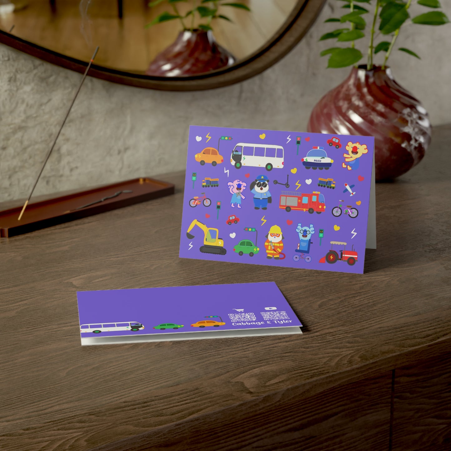 Transportation Fun! Greeting Cards - Purple