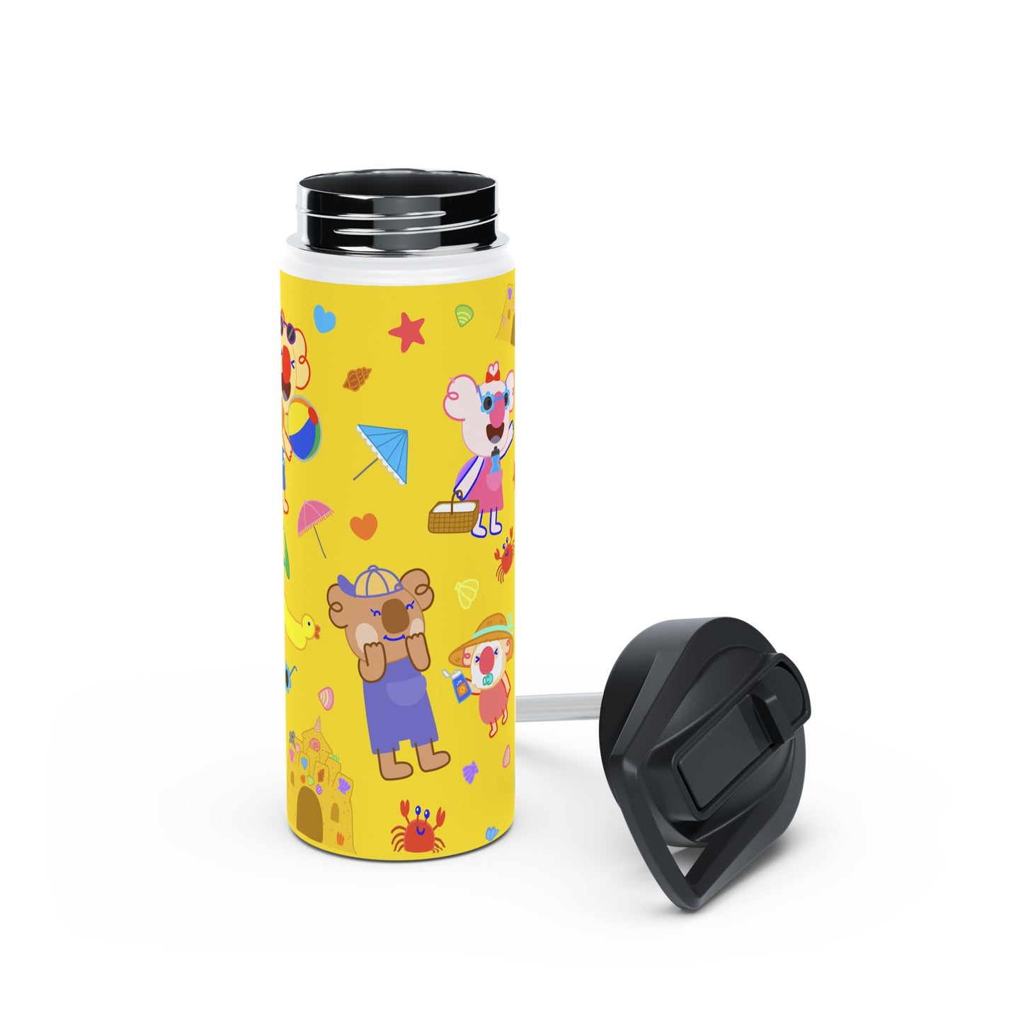 Fun at the Beach Stainless Steel Water Bottle - Yellow