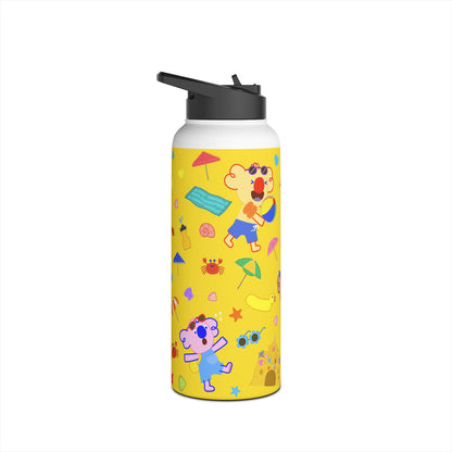 Fun at the Beach Stainless Steel Water Bottle - Yellow