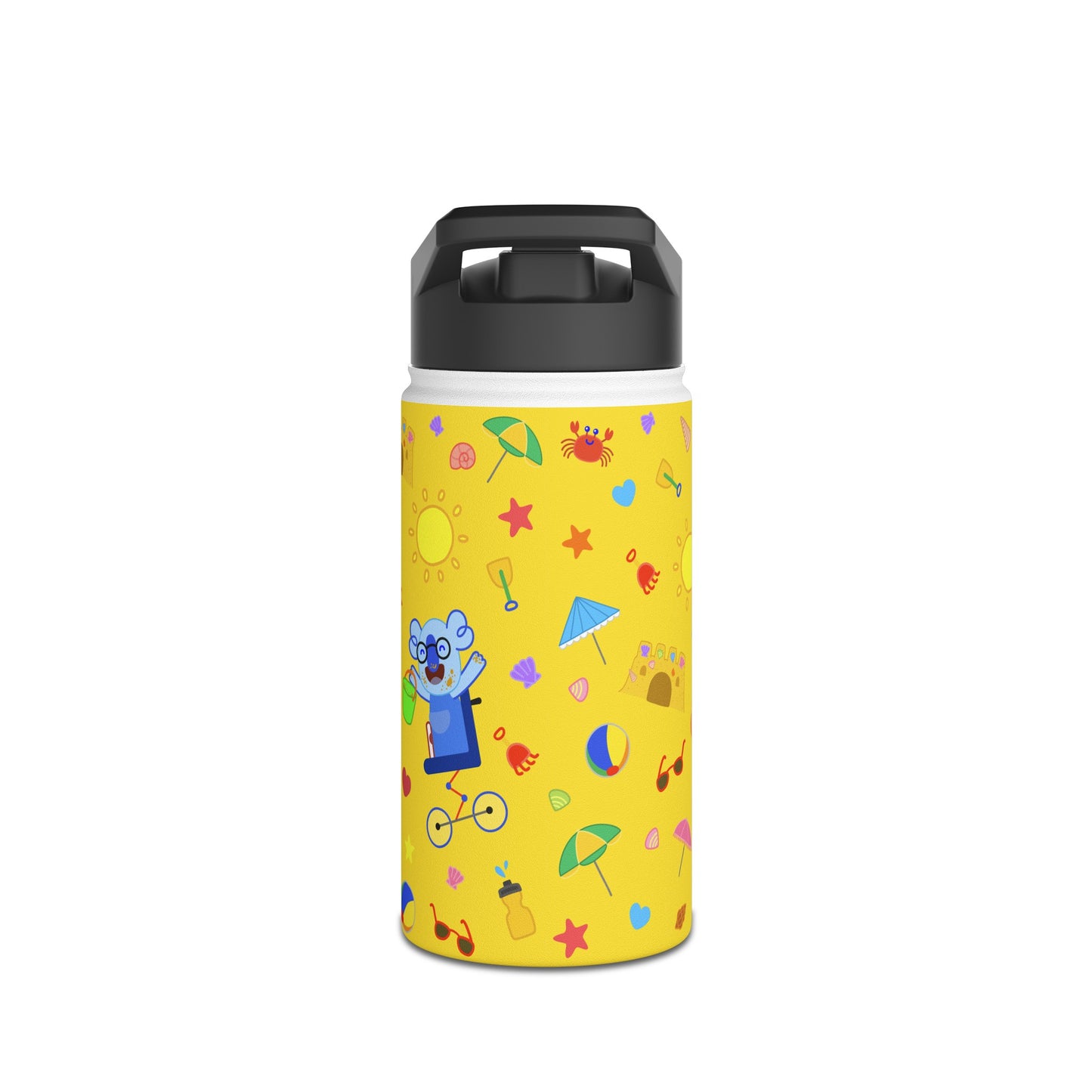 Fun at the Beach Stainless Steel Water Bottle - Yellow