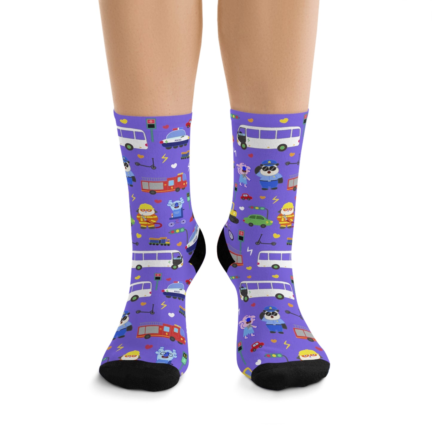 Transportation Fun! Eco Crew Socks - Purple