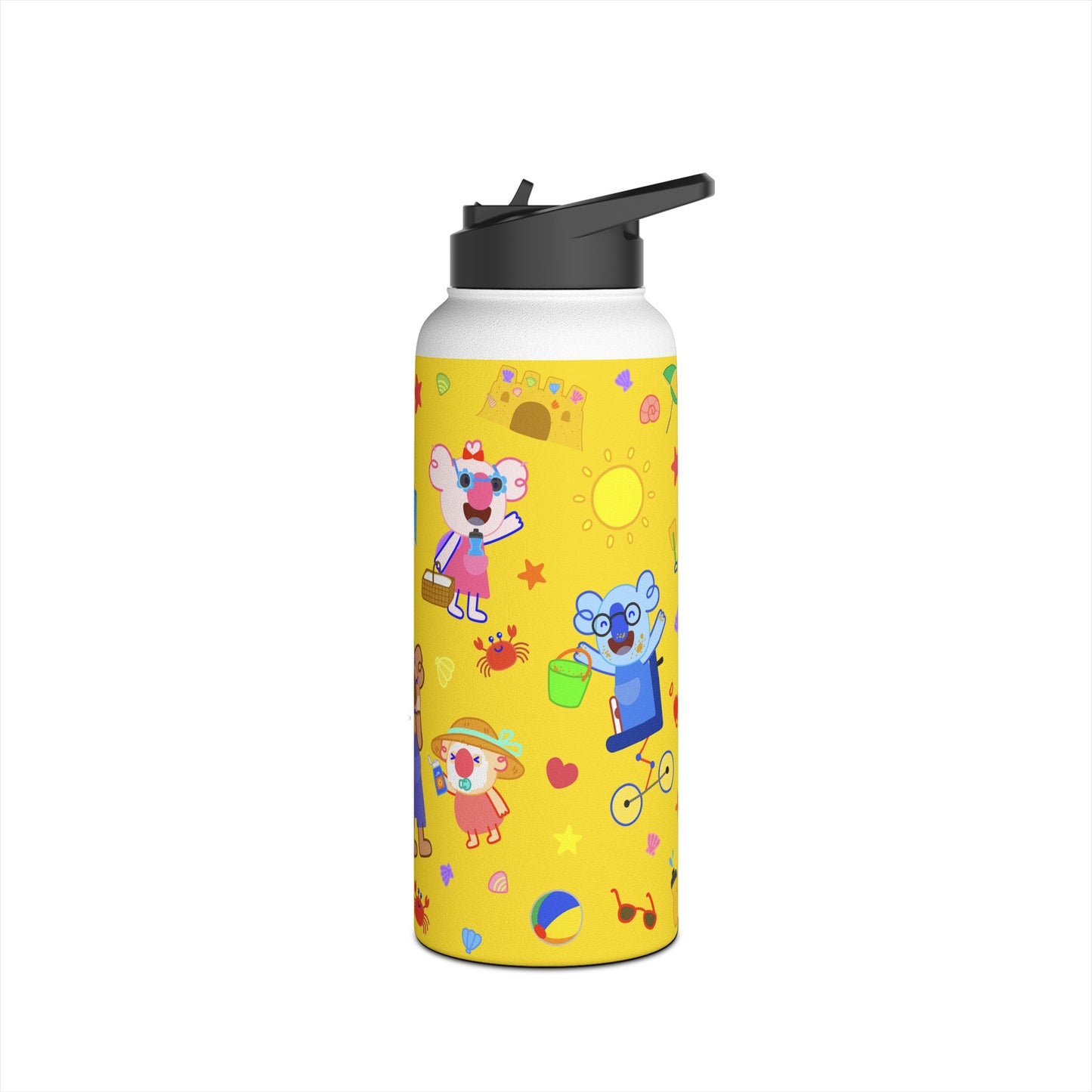 Fun at the Beach Stainless Steel Water Bottle - Yellow