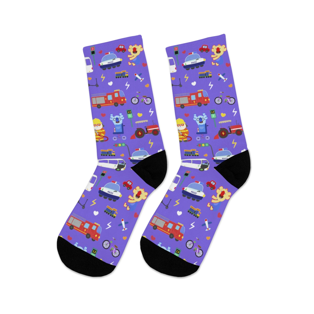 Transportation Fun! Eco Crew Socks - Purple