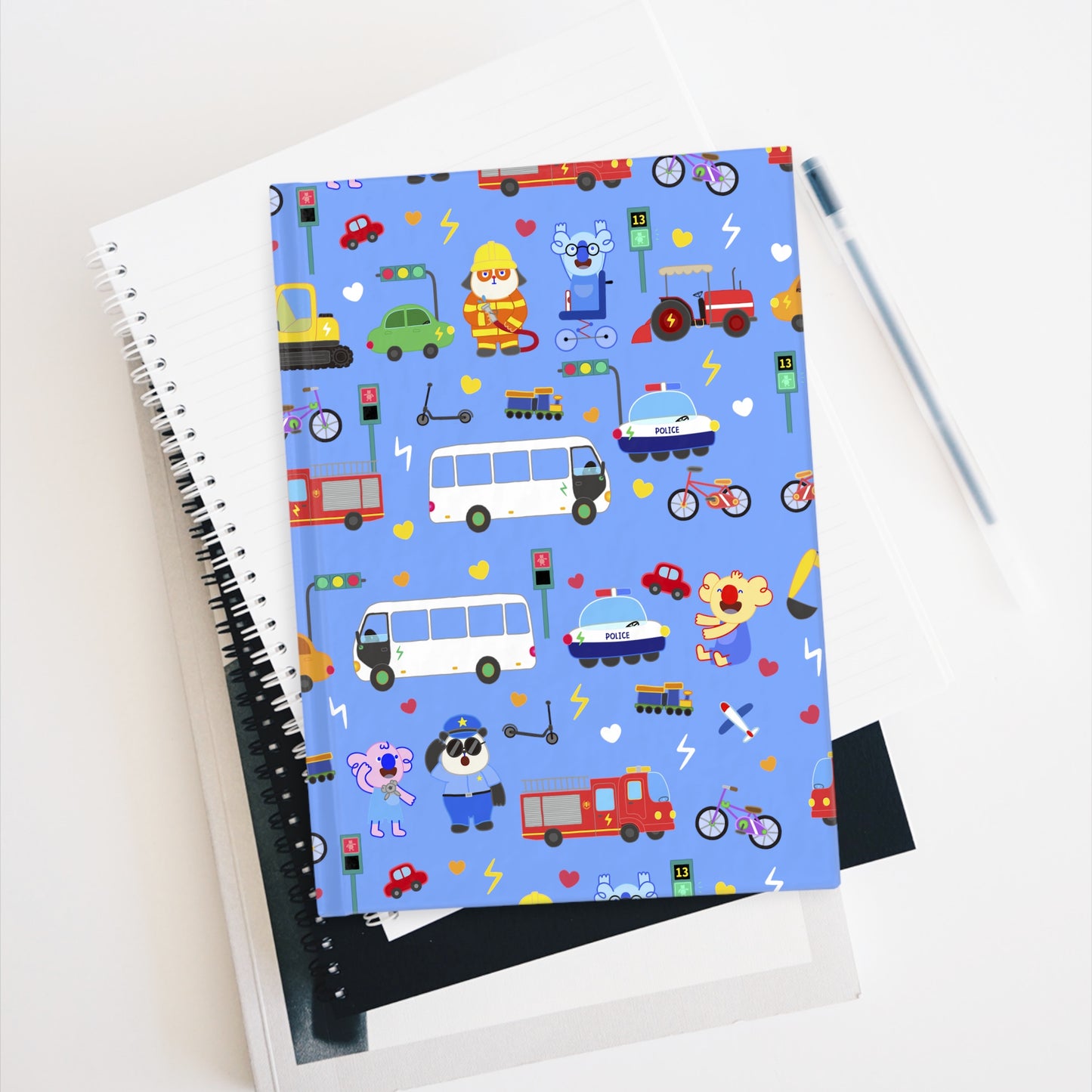 Transportation Fun! Hardcover Journal - Blue