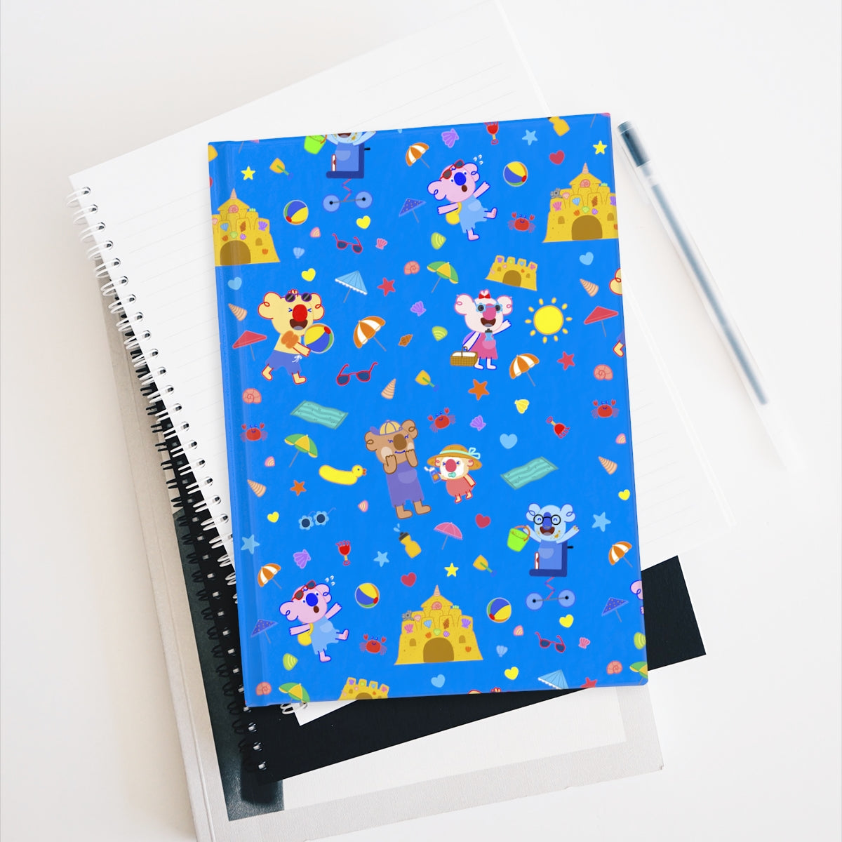 Fun at the Beach Hardcover Journal - Blue