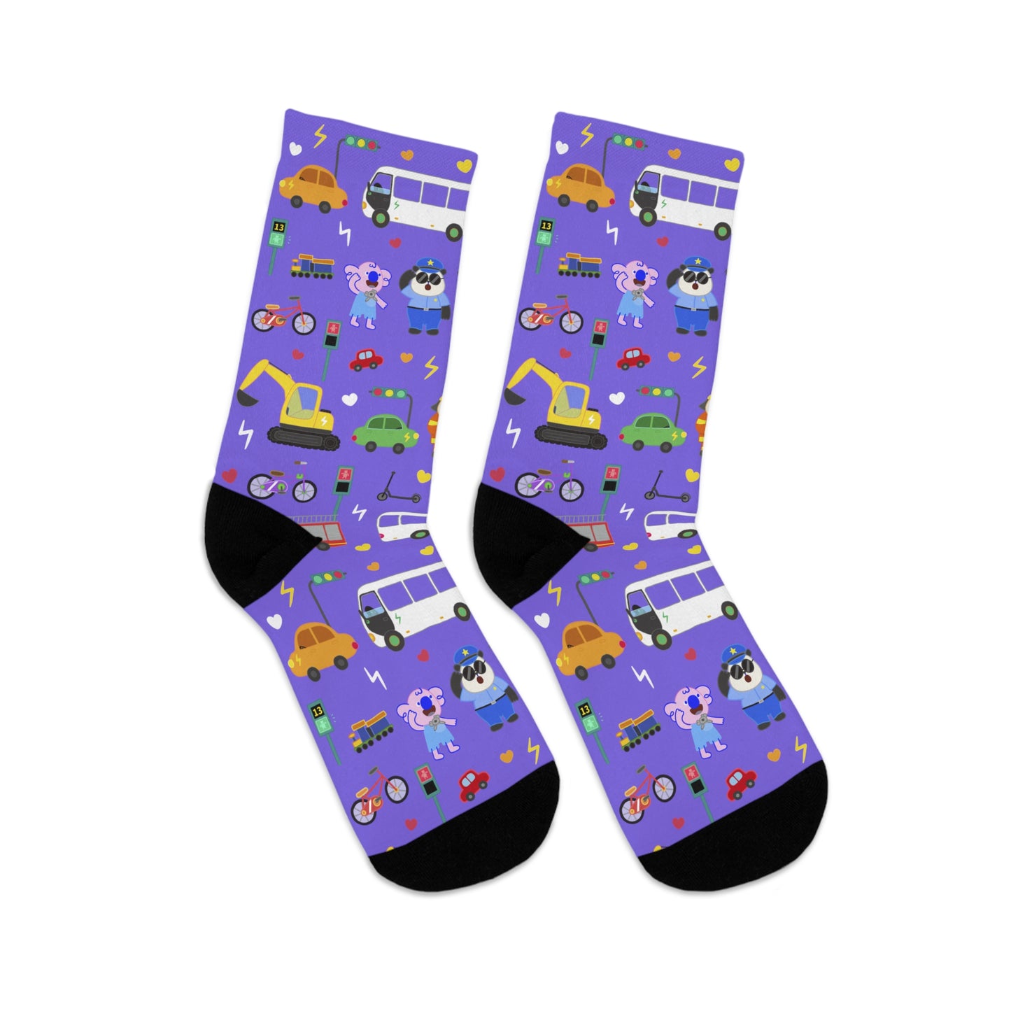 Transportation Fun! Eco Crew Socks - Purple