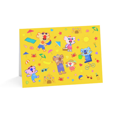 Fun at the Beach Greeting Cards - Yellow