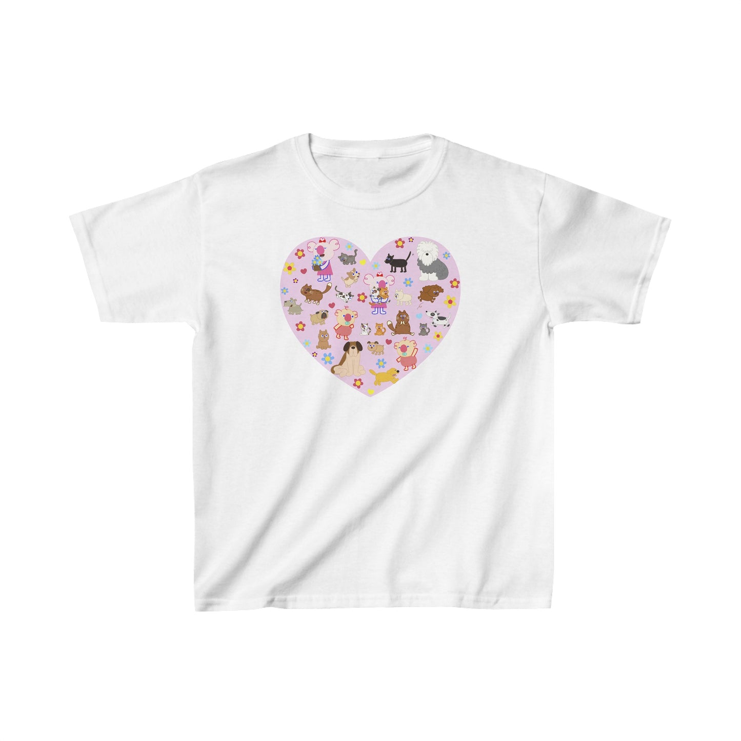 Cutie Squad Pink Full of Hearts Kids Cotton T-shirt - Heart Shape