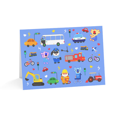 Transportation Fun! Greeting Cards - Blue